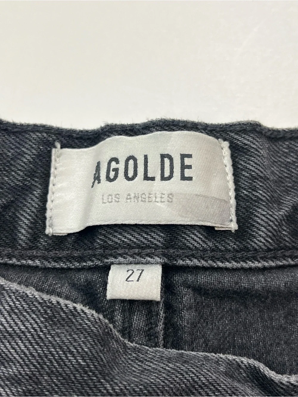 Agolde Criss Cross Denim Jean Asymmetrical Faded Black Pockets‎ Womens Size 27